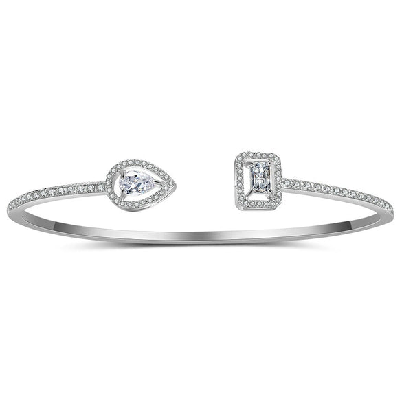 Wholesale Women's Copper Electroplated Inlaid Aaa Zircon Geometric Drop Shape Earrings And Ring Jewelry