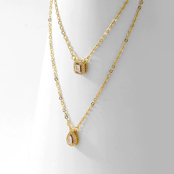 Wholesale Women's Copper Electroplated Inlaid Aaa Zircon Geometric Drop Shape Earrings And Ring Jewelry