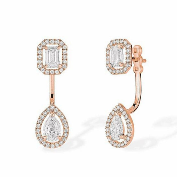 Wholesale Women's Copper Electroplated Inlaid Aaa Zircon Geometric Drop Shape Earrings And Ring Jewelry