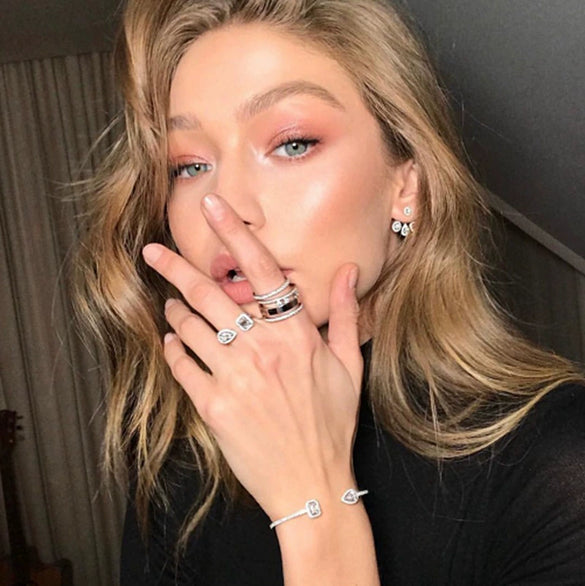 Wholesale Women's Copper Electroplated Inlaid Aaa Zircon Geometric Drop Shape Earrings And Ring Jewelry