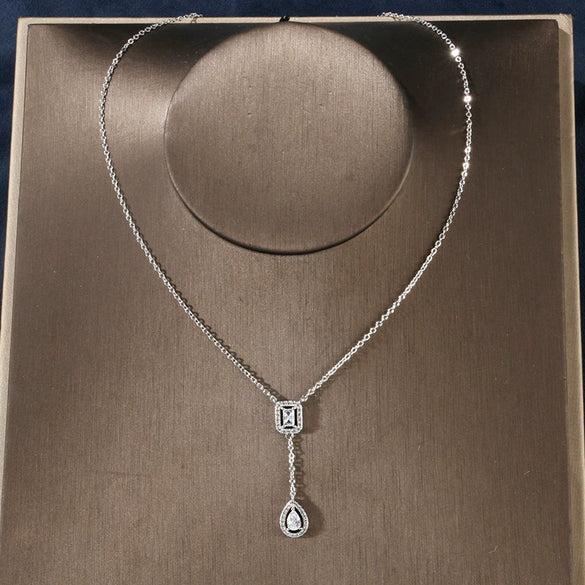 Wholesale Women's Copper Electroplated Inlaid Aaa Zircon Geometric Drop Shape Earrings And Ring Jewelry