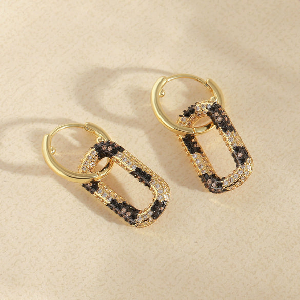 Wholesale Women's Copper Electroplated Minimalist Leopard Snake Geometric Pattern Earrings
