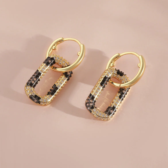 Wholesale Women's Copper Electroplated Minimalist Leopard Snake Geometric Pattern Earrings