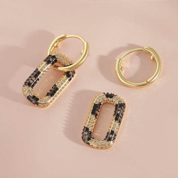 Wholesale Women's Copper Electroplated Minimalist Leopard Snake Geometric Pattern Earrings