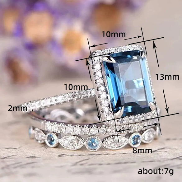 Wholesale Women's Copper Elegant Geometric Rectangular Ring And Bracelet Inlaid Zircon