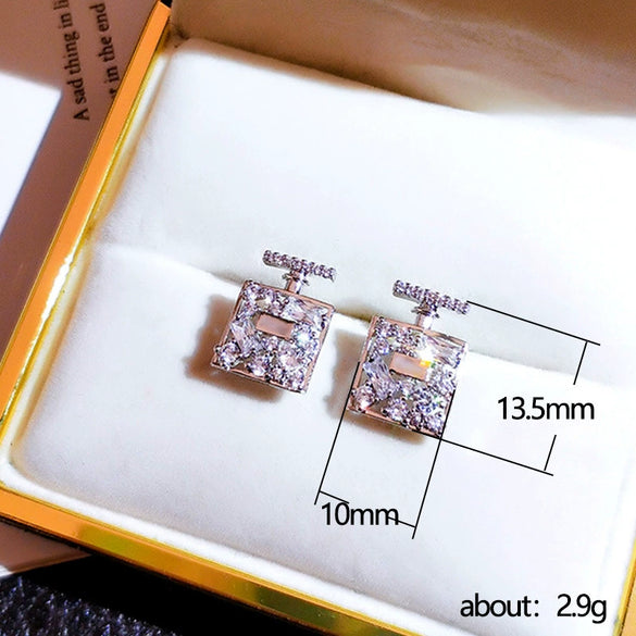 Wholesale Women's Copper Elegant Geometric Zircon Earrings
