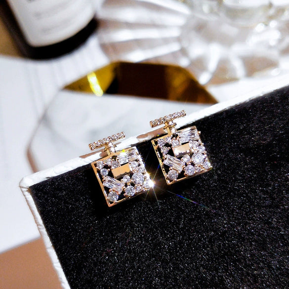 Wholesale Women's Copper Elegant Geometric Zircon Earrings