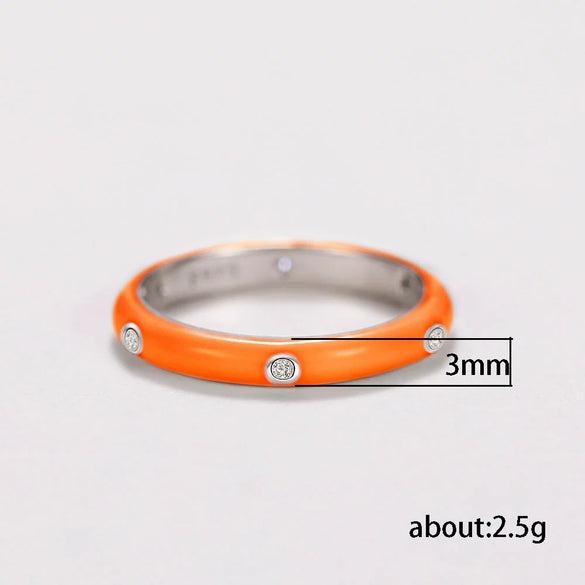 Wholesale Women's Copper Enamel Geometric Light Luxury Ring