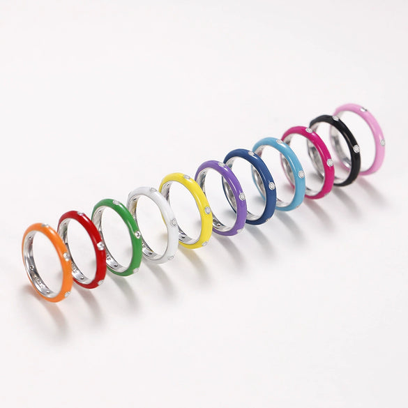Wholesale Women's Copper Enamel Geometric Light Luxury Ring