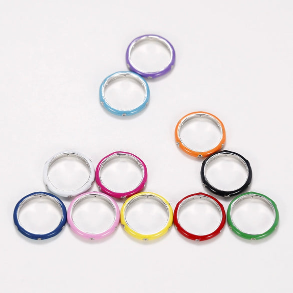 Wholesale Women's Copper Enamel Geometric Light Luxury Ring
