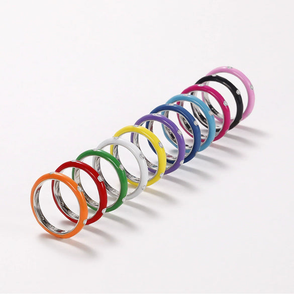 Wholesale Women's Copper Enamel Geometric Light Luxury Ring