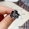 Wholesale Women's Copper Enamel Zircon Ring With Black Rose Flower Pattern Handmade Drop Glue Design