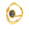 Wholesale Women's Copper Exaggerated Round Diamond Shaped Ring With Geometric Style And Real Gold Plated