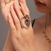 Wholesale Women's Copper Exaggerated Round Diamond Shaped Ring With Geometric Style And Real Gold Plated