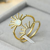 Wholesale Women's Copper Finger Ring With Sunflower And Geometric Pattern Electroplated In Business Style