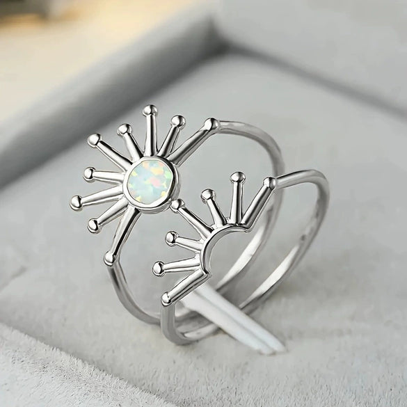Wholesale Women's Copper Finger Ring With Sunflower And Geometric Pattern Electroplated In Business Style
