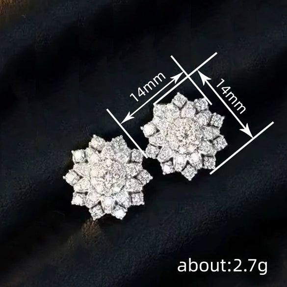 Wholesale Women's Copper Flower And Snowflake Earrings Set With Zirconia