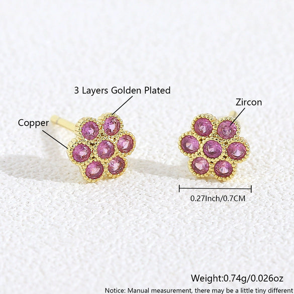 Wholesale Women's Copper Flower Animal Zodiac Electroplated Earrings