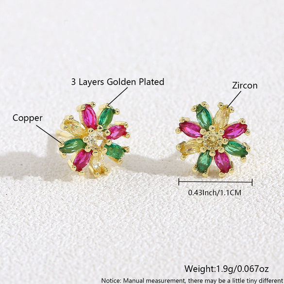 Wholesale Women's Copper Flower Animal Zodiac Electroplated Earrings