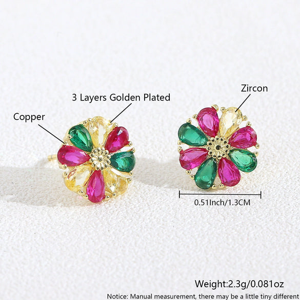 Wholesale Women's Copper Flower Animal Zodiac Electroplated Earrings