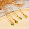 Wholesale Women's Copper Flower Diamond Clavicle Necklace With Electroplating And Mixed Gemstone Setting In Light Luxury Style