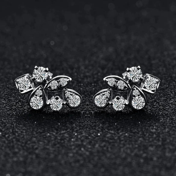 Wholesale Women's Copper Flower Geometric Earrings With Micropaved Zirconia
