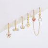 Wholesale Women's Copper Flower Geometric Heart Shape Inlaid Zircon Earrings Set