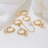 Wholesale Women's Copper Flower Geometric Heart Shape Inlaid Zircon Earrings Set