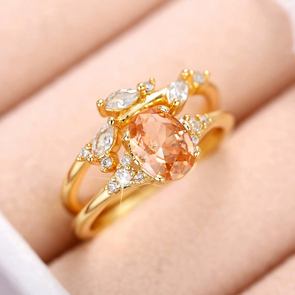 Wholesale Women's Copper Flower Geometric Microinlay Finger Ring