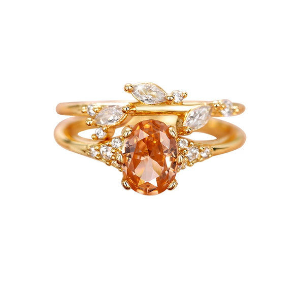 Wholesale Women's Copper Flower Geometric Microinlay Finger Ring