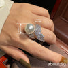 Wholesale Women's Copper Flower Geometric Type Zirconia Ring Highend Jewelry