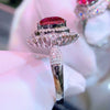 Wholesale Women's Copper Flower Inlaid Zircon Simulation Ruby Ring