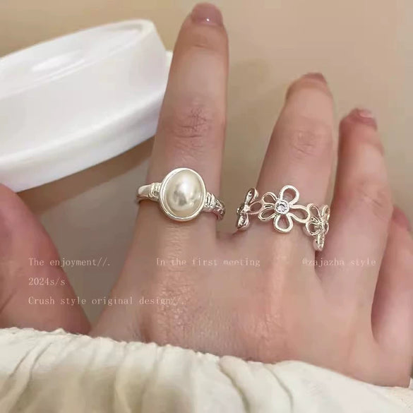 Wholesale Women's Copper Flower Open Ring Cold Style Electroplated