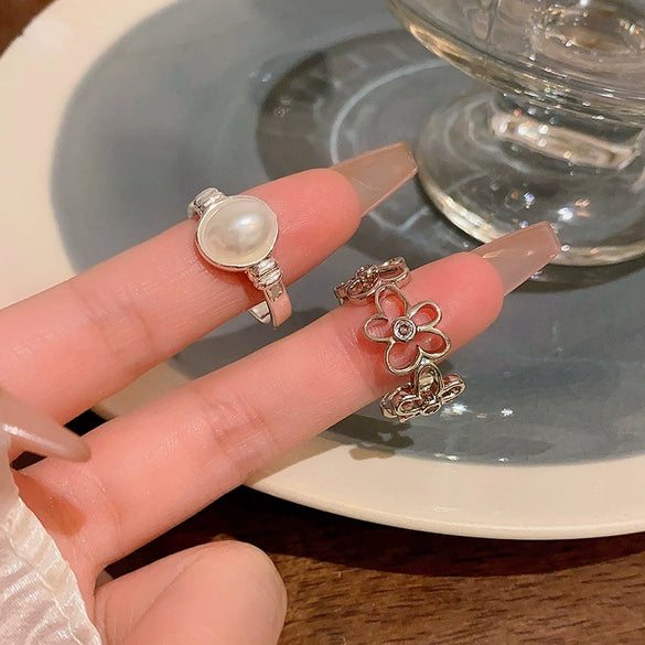 Wholesale Women's Copper Flower Open Ring Cold Style Electroplated
