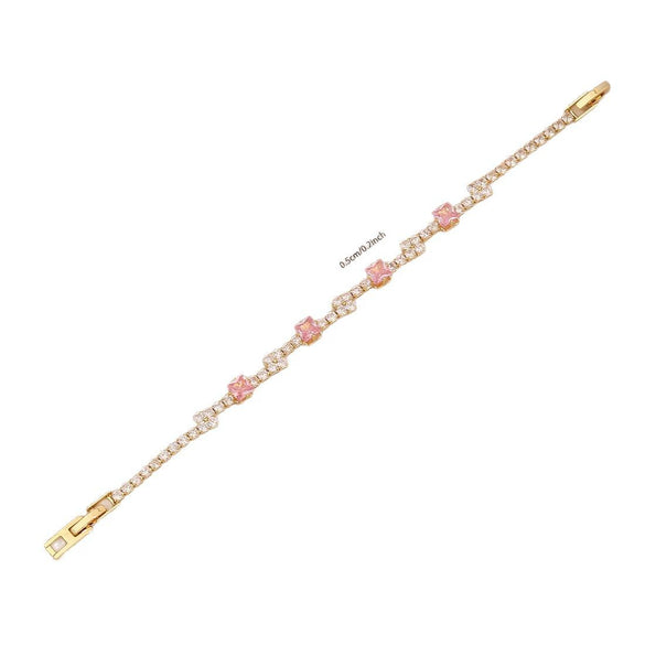 Wholesale Women's Copper Flower Pattern Electroplated Light Luxury Joker Style Zircon Bracelet