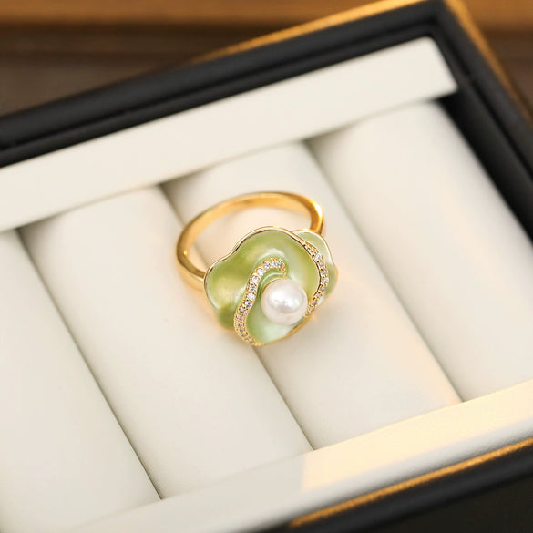 Wholesale Women's Copper Flower Pattern Electroplating Simple Style Ring