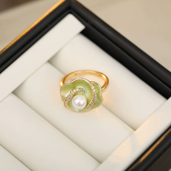 Wholesale Women's Copper Flower Pattern Electroplating Simple Style Ring