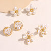 Wholesale Women's Copper Flower Pearl Inlaid Earrings With Constellation Doll Crown Heart Fruit And More Patterns In Small And Fresh Style