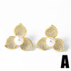 Wholesale Women's Copper Flower Pearl Zircon Earrings With Electroplating