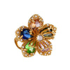 Wholesale Women's Copper Flower Ring Inlaid With Zircon And Full Diamond Electroplated
