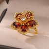 Wholesale Women's Copper Flower Ring Inlaid With Zircon And Full Diamond Electroplated
