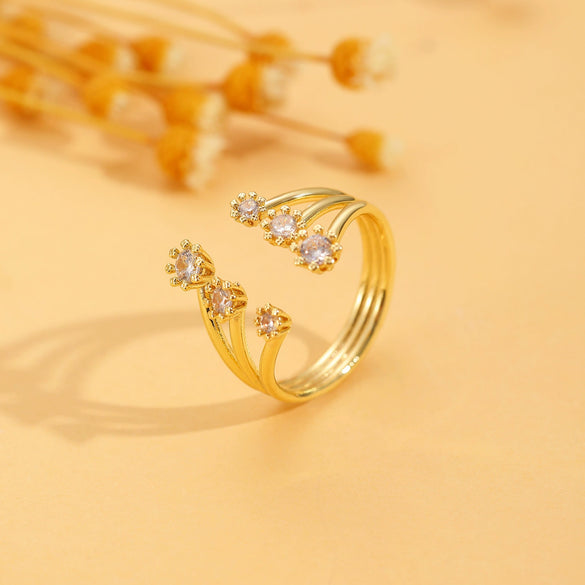 Wholesale Women's Copper Flower Ring With Electroplating Treatment