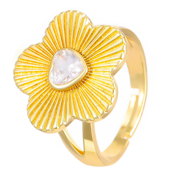 Wholesale Women's Copper Flower Ring With Electroplating Treatment