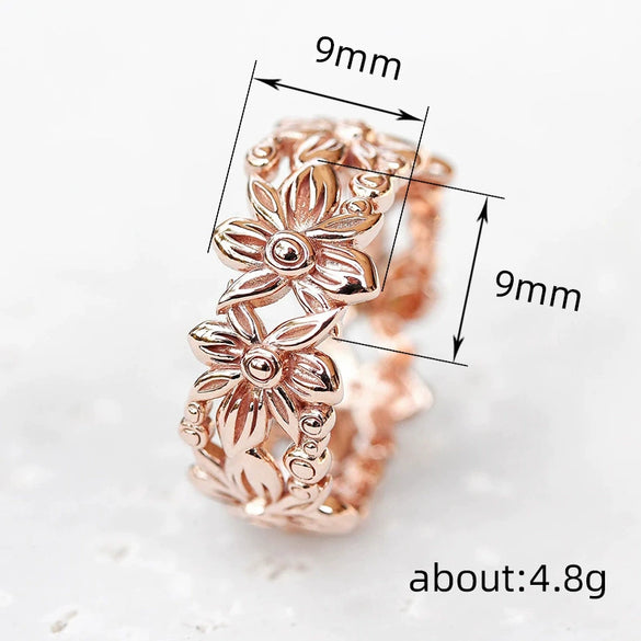 Wholesale Women's Copper Flower Ring With Electroplating