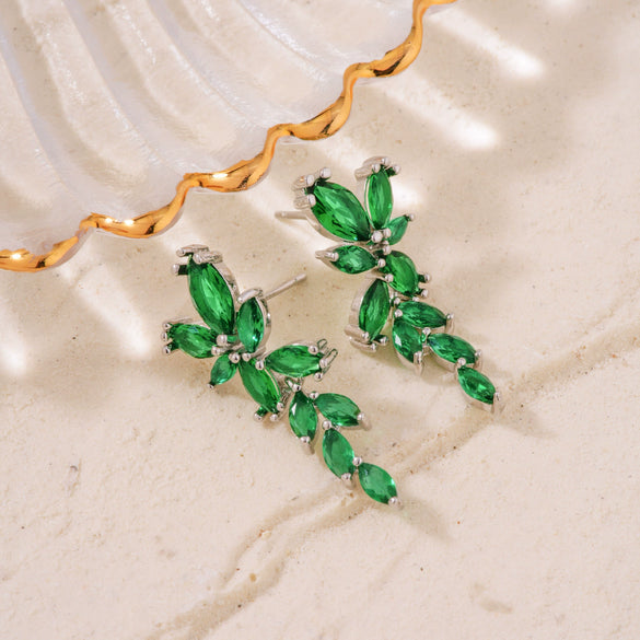 Wholesale Women's Copper Flower Style Zircon Earrings Princess Design