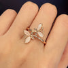 Wholesale Women's Copper Flower Zircon Imitation Cat's Eye Ring Luxury Fashion Niche Accessory