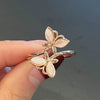 Wholesale Women's Copper Flower Zircon Imitation Cat's Eye Ring Luxury Fashion Niche Accessory