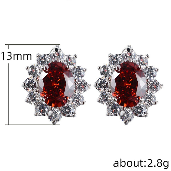 Wholesale Women's Copper Flowershaped Geometric Micropaved Zircon Earrings