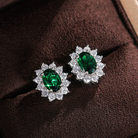 Wholesale Women's Copper Flowershaped Geometric Micropaved Zircon Earrings