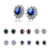 Wholesale Women's Copper Flowershaped Geometric Micropaved Zircon Earrings